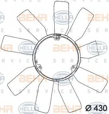 HELLA 8MV376741181 Крыльчатка вентилятора, охлаждение двигателя