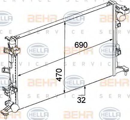 HELLA 8MK376745711 Радиатор, охлаждение двигателя