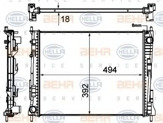 HELLA 8MK376746251 Радиатор, охлаждение двигателя