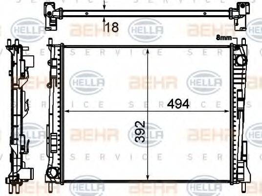 HELLA 8MK376746751 Радиатор, охлаждение двигателя