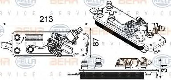 HELLA 8MO376749001 Масляный радиатор, автоматическая коробка передач