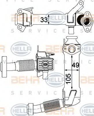 HELLA 8ME376750761 Радиатор, рециркуляция ОГ