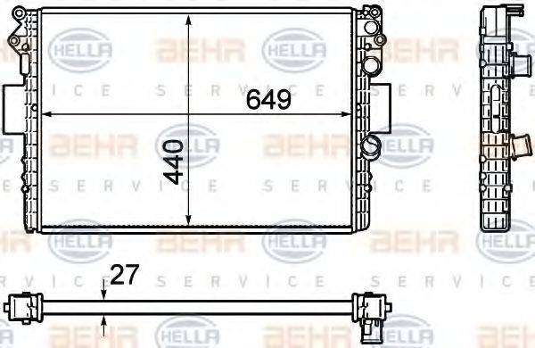 HELLA 8MK376754401 Радиатор, охлаждение двигателя