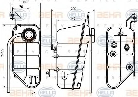 HELLA 8MA376755821 Компенсационный бак, охлаждающая жидкость