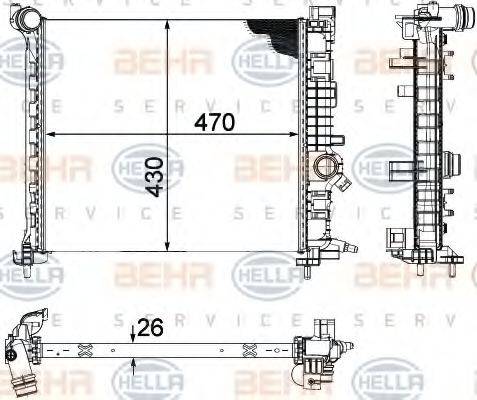 HELLA 8MK376756461 Радиатор, охлаждение двигателя