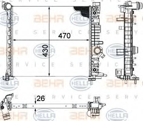 HELLA 8MK376756471 Радиатор, охлаждение двигателя