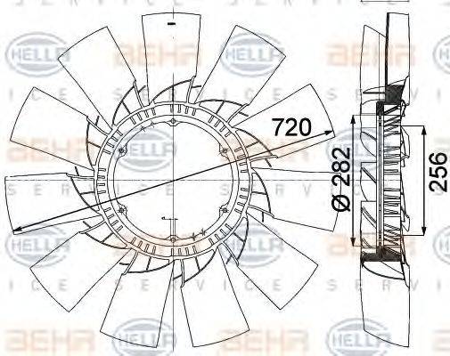 HELLA 8MV376757491 Крыльчатка вентилятора, охлаждение двигателя