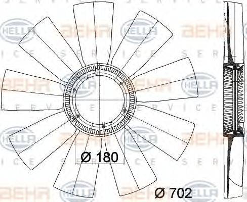 HELLA 8MV376757781 Крыльчатка вентилятора, охлаждение двигателя