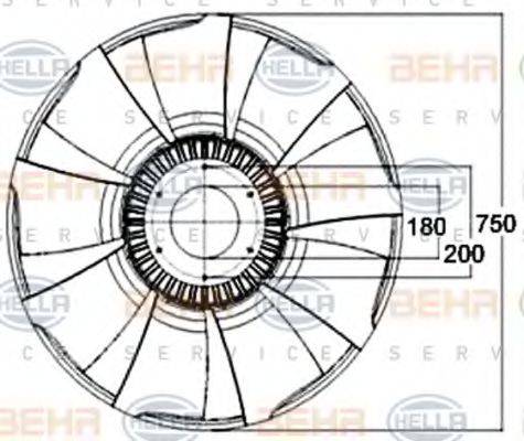 HELLA 8MV376758571 Крыльчатка вентилятора, охлаждение двигателя