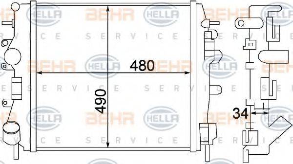 HELLA 8MK376772001 Радиатор, охлаждение двигателя