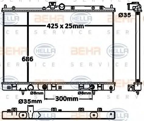 HELLA 8MK376790341 Радиатор, охлаждение двигателя