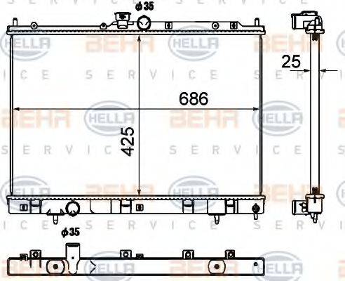 HELLA 8MK376790361 Радиатор, охлаждение двигателя