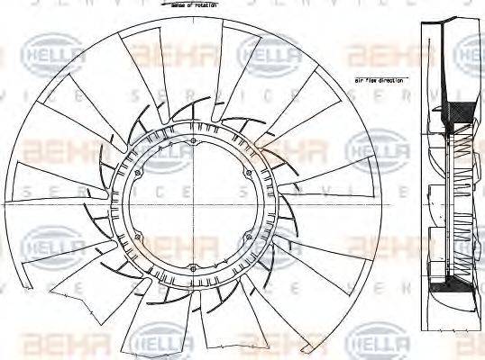 HELLA 8MV376791271 Крыльчатка вентилятора, охлаждение двигателя