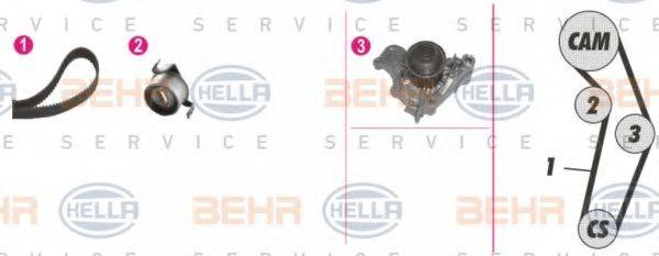 HELLA 8MP376808891 Водяной насос + комплект зубчатого ремня