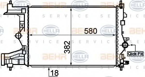 HELLA 8MK376910341 Радиатор, охлаждение двигателя