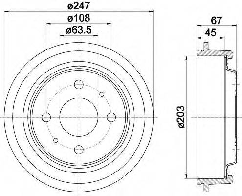 HELLA 8DT355300101 Тормозной барабан