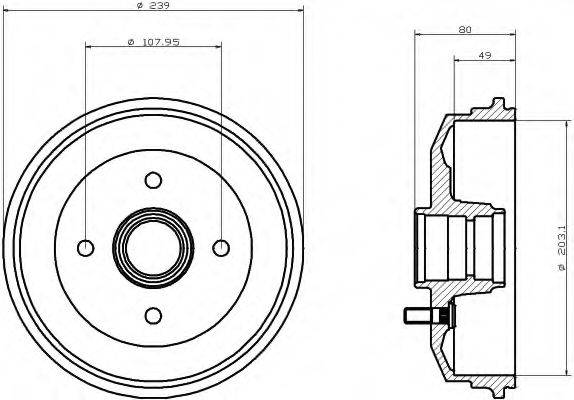 HELLA 8DT355300171 Тормозной барабан