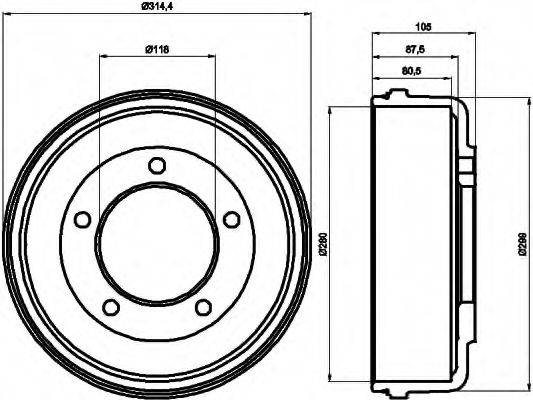 HELLA 8DT355300451 Тормозной барабан