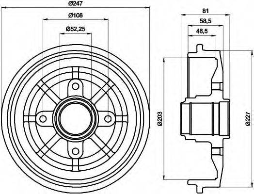 HELLA 8DT355300481 Тормозной барабан