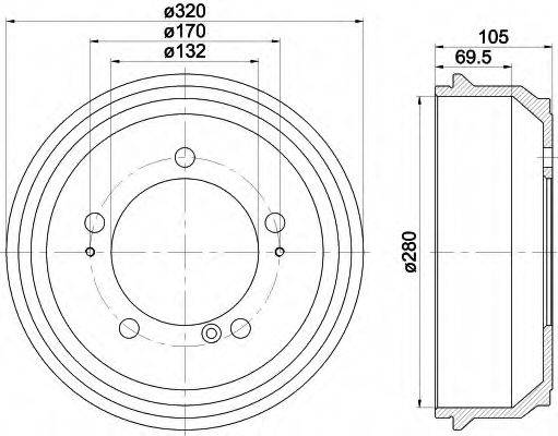 HELLA 8DT355300631 Тормозной барабан