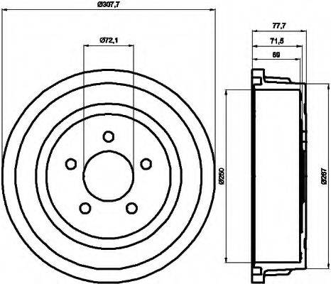 HELLA 8DT355300721 Тормозной барабан