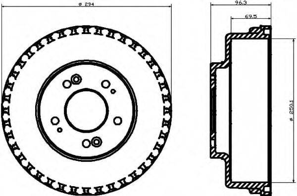 HELLA 8DT355300931 Тормозной барабан