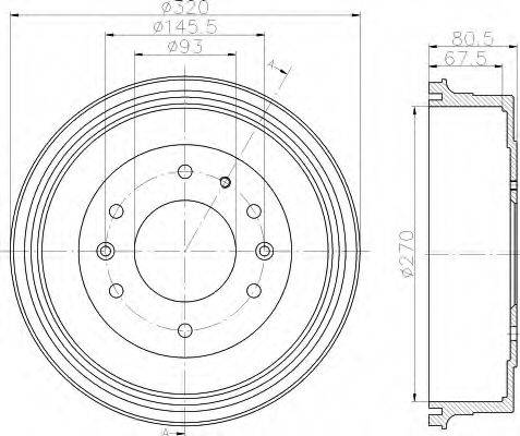 HELLA 8DT355301051 Тормозной барабан