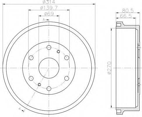 HELLA 8DT355301111 Тормозной барабан