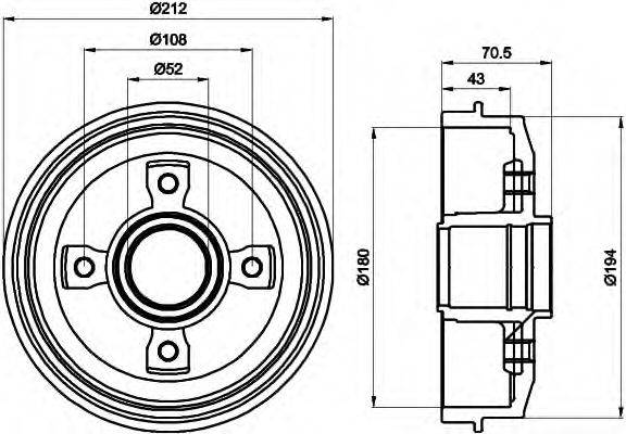 HELLA 8DT355301211 Тормозной барабан