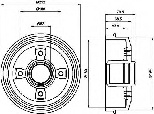 HELLA 8DT355301221 Тормозной барабан