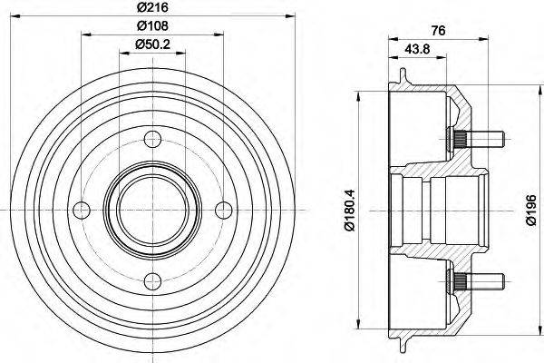 HELLA 8DT355301331 Тормозной барабан