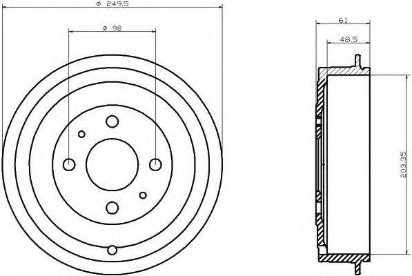 HELLA 8DT355301421 Тормозной барабан