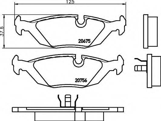 HELLA 8DB355006041 Комплект тормозных колодок, дисковый тормоз