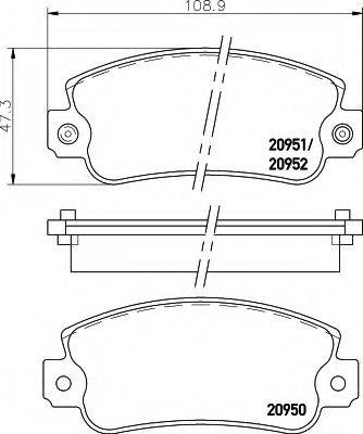 HELLA 8DB355007121 Комплект тормозных колодок, дисковый тормоз