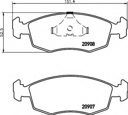 HELLA 8DB355007331 Комплект тормозных колодок, дисковый тормоз