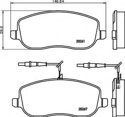 HELLA 8DB355010501 Комплект тормозных колодок, дисковый тормоз