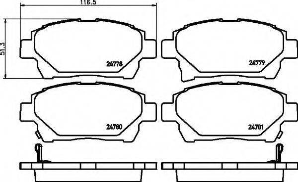 HELLA 8DB355014601 Комплект тормозных колодок, дисковый тормоз