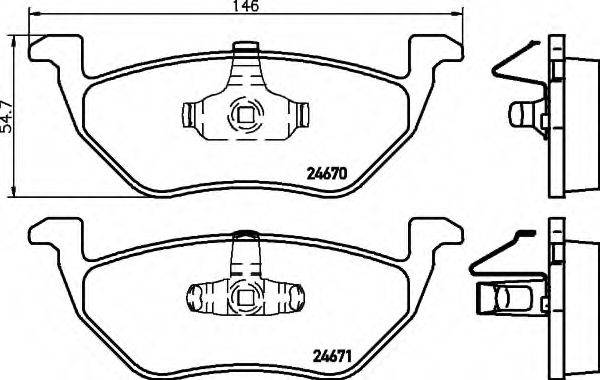 HELLA 8DB355014951 Комплект тормозных колодок, дисковый тормоз