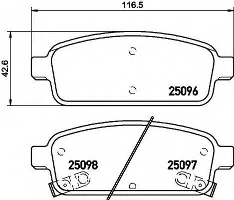 HELLA 8DB355015211 Комплект тормозных колодок, дисковый тормоз