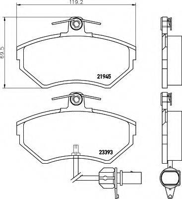 HELLA 8DB355018451 Комплект тормозных колодок, дисковый тормоз