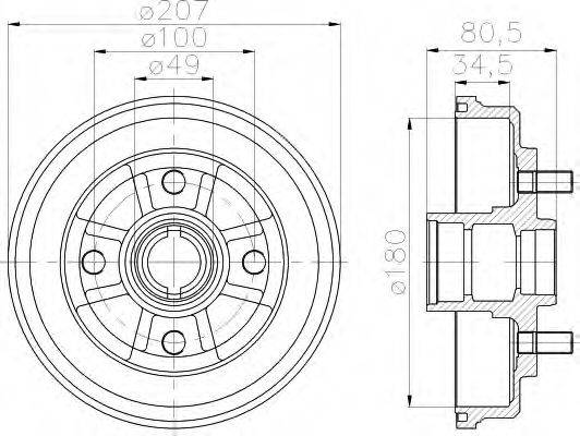 HELLA 8DT355302061 Тормозной барабан