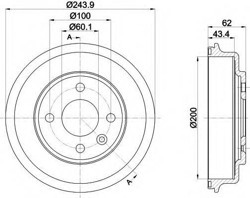 HELLA 8DT355302651 Тормозной барабан