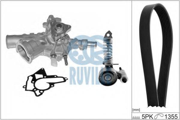 RUVILLE 55345802 Водяной насос + комплект ручейковых ремней