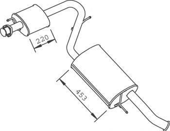 DINEX 33330 Средний / конечный глушитель ОГ