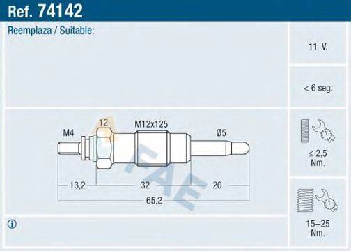 FAE 74142 Свеча накаливания