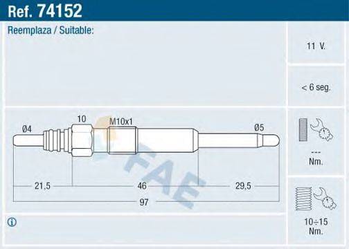 FAE 74152 Свеча накаливания