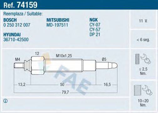 FAE 74159 Свеча накаливания