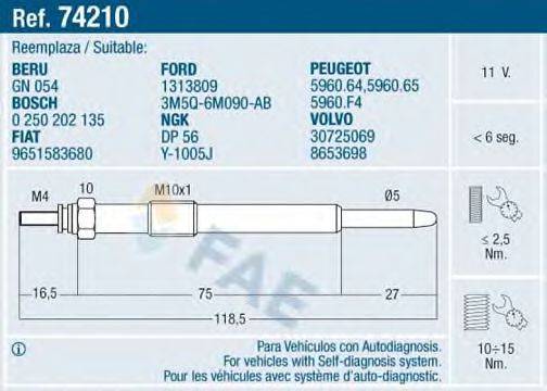 FAE 74210 Свеча накаливания