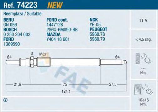 FAE 74223 Свеча накаливания