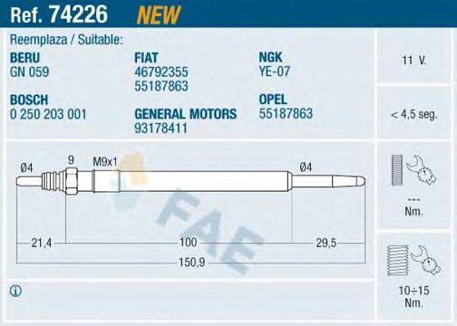 FAE 74226 Свеча накаливания